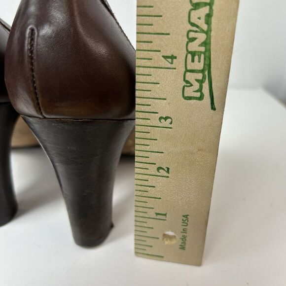 Circa Joan & David Brown Leather Woven Vamp Loafer Style Pumps Size 10M - Picture 11 of 13